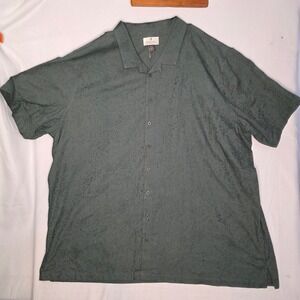 Oak Hill Fit by DXL Mens 4XLT Green Floral Jacquard Short Sleeve Button Down